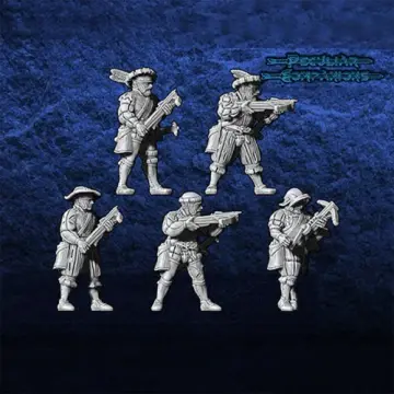 Unpainted 28mm 3D-printed Imperial crossbowmen squad, 5 miniatures — tabletop miniatures for historical wargaming, D&D & Pathfinder