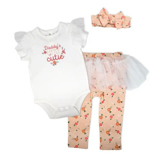 Baby Mode Baby Girls 3 Piece Cutie Tulle Leggings Set, 12M