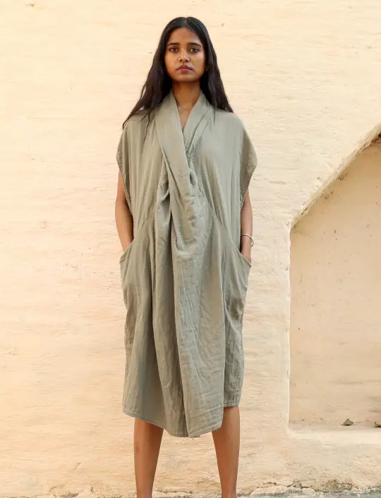Shawl Collar Origami Short Kaftan