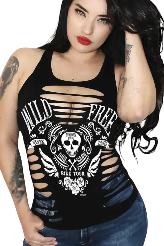 Wild & Free Motorcycle Rib Slash Festival Tank Top