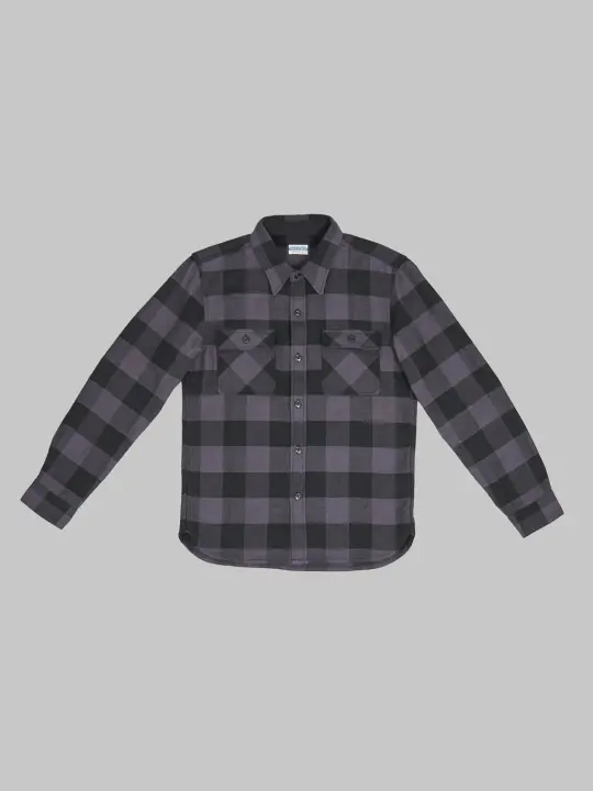 The Flat Head Block Check Flannel Shirt Grey/Black