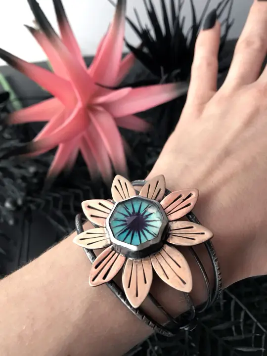 Glowing Space Daisy Cuff Bracelet