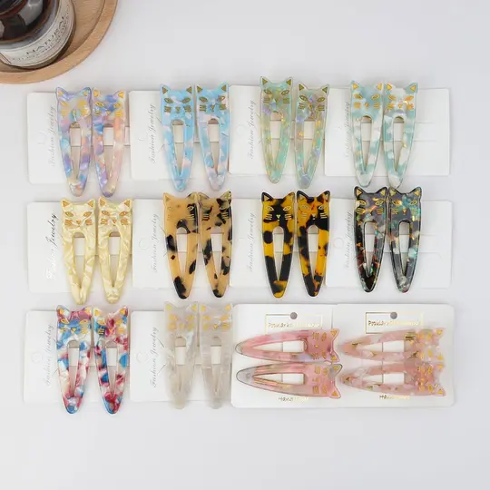 Cat Acetate Hair Clips Set Of 2, Eco-Friendly