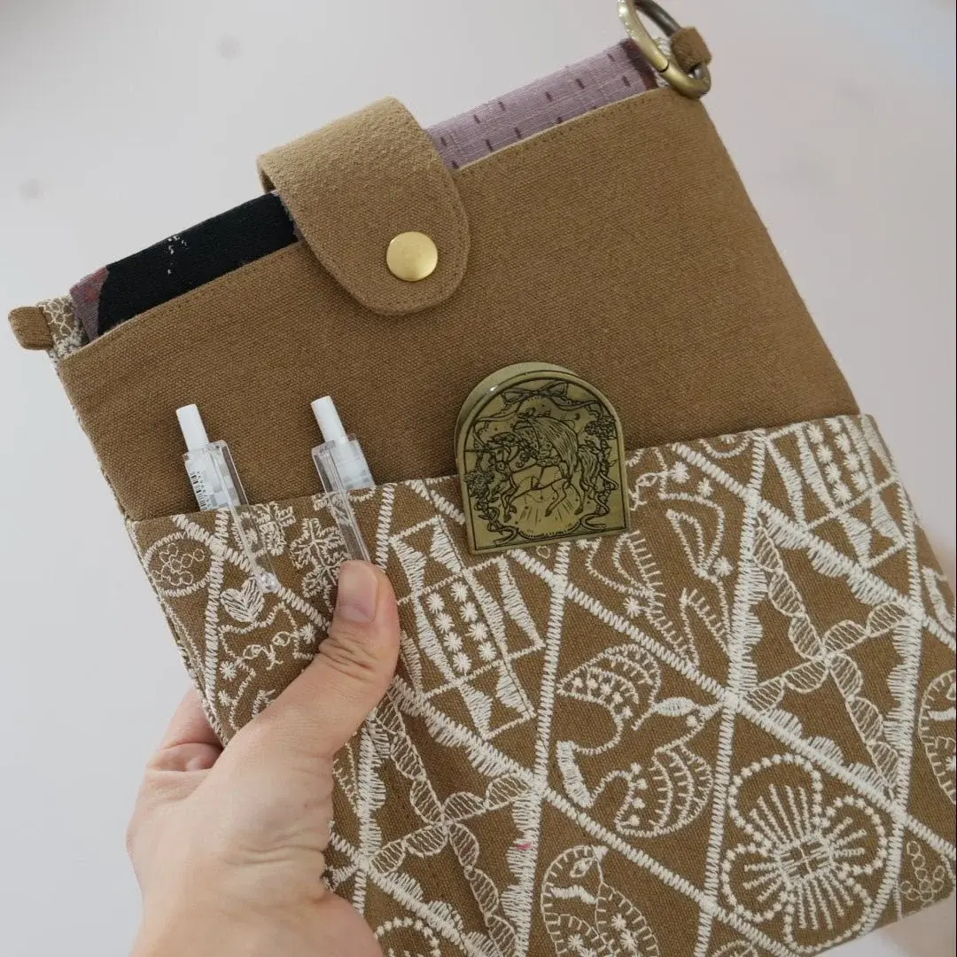 Sand Embroidered Book & Journal Sleeve with Pocket (Charms Sold Separately)