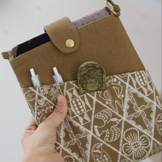 Embroidered Book & Journal Sleeve with Pocket (Charms Sold Separately)