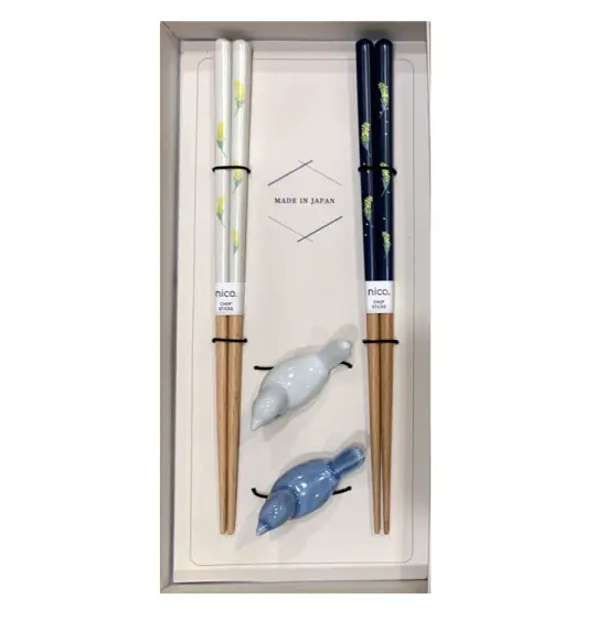 Chopsticks & Ceramic Rest Set – Mimosa & Bird