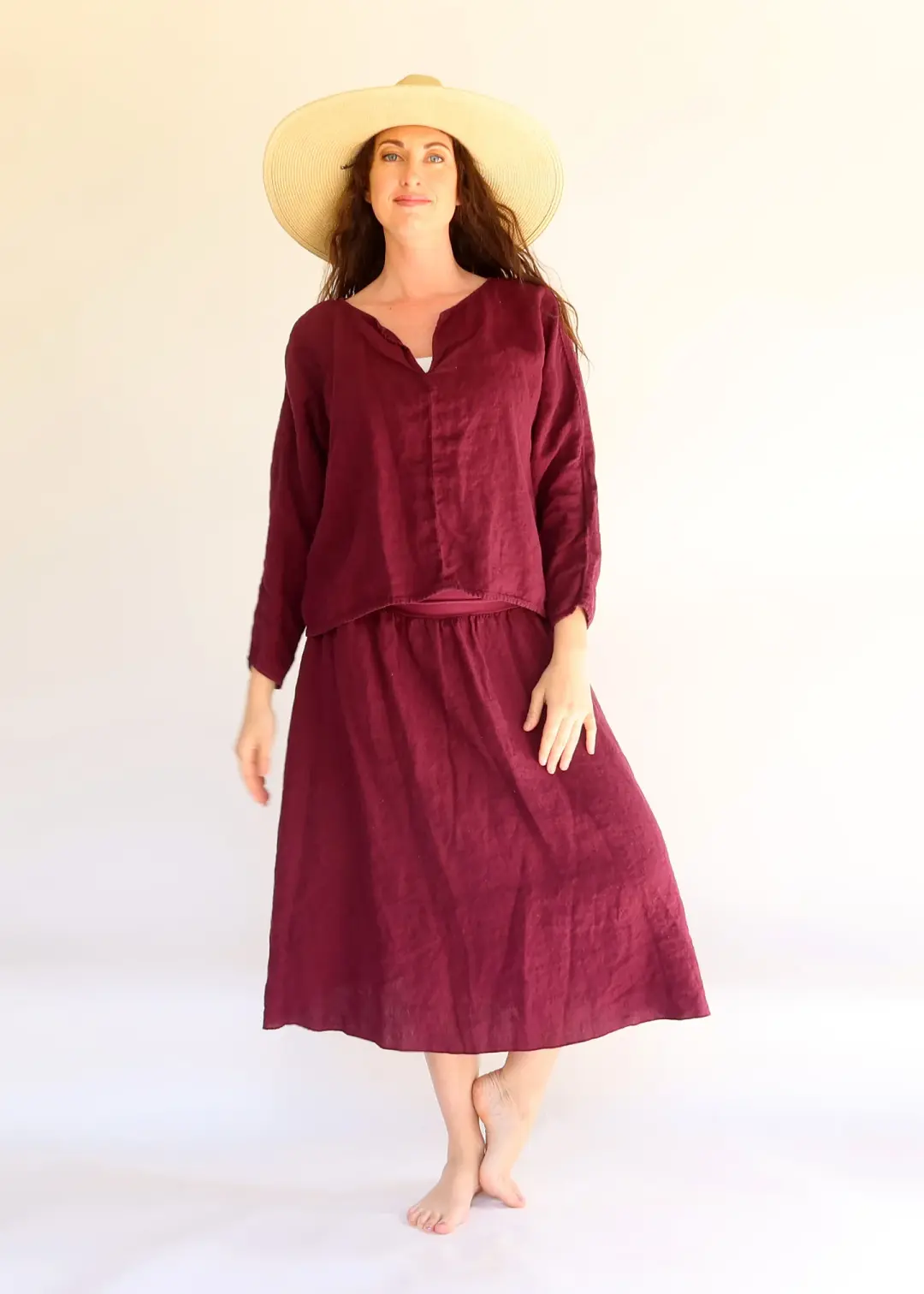 Sita Poppy Cropped Shirt Kaftan