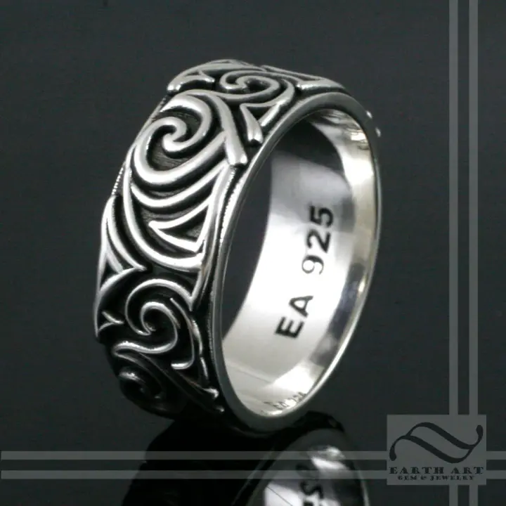 Ngamahu's Sign Unique Ring - Wave Crest band - Sterling Silver