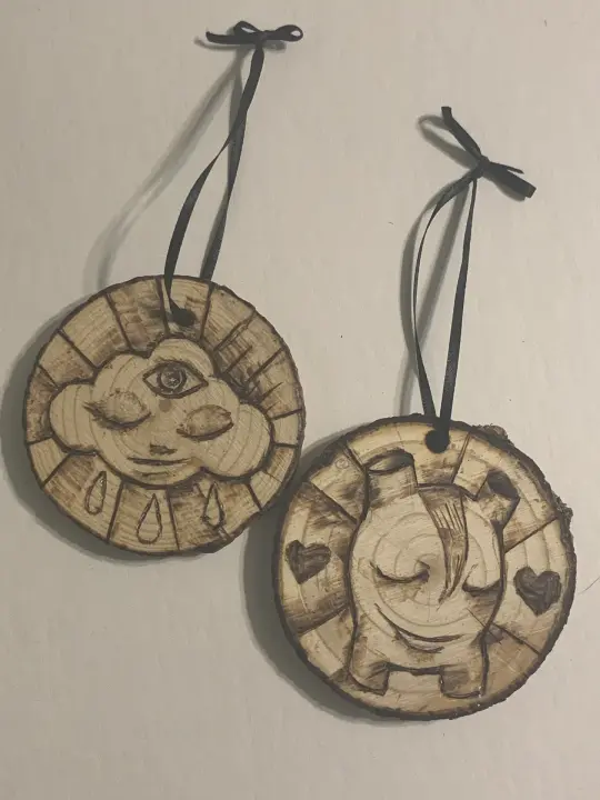 Wood Burned Pyrography Ornaments