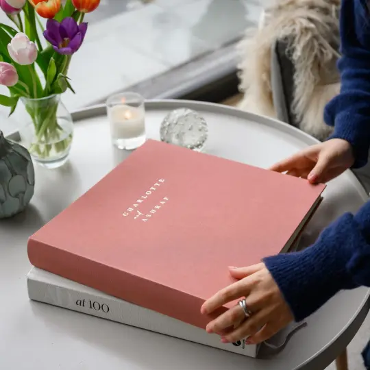 Large Linen Wedding Album or Anniversary Gift, Personalised with Two Names