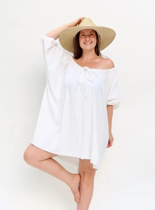Drawstring Collar Honey Bee Short Kaftan