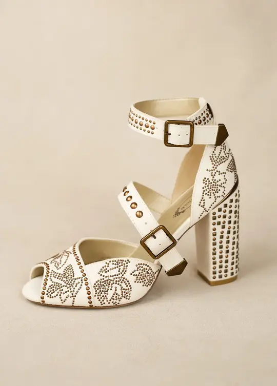 Aquaria Leather Studded Heel in Lily