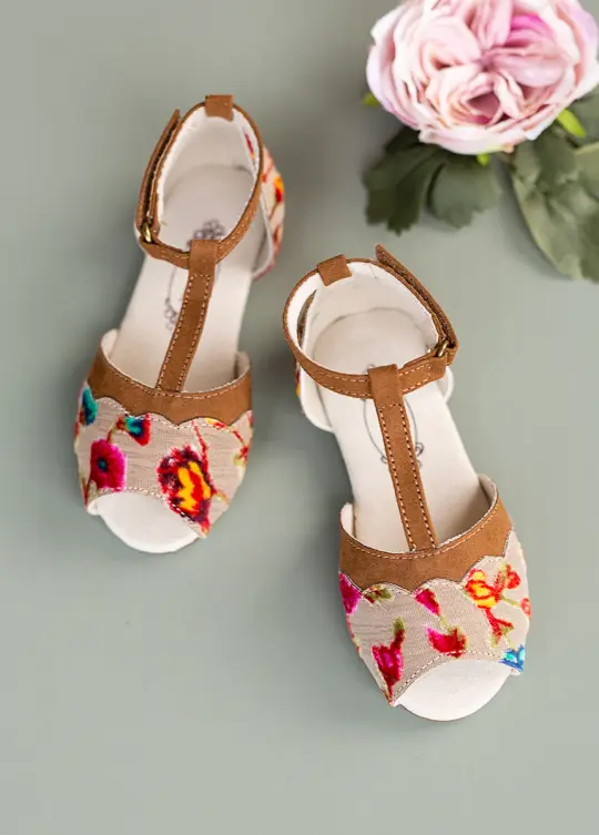 Stella Sandal Flat in Multi Floral