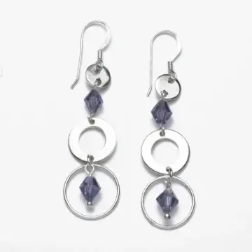 Circles & Crystals Sterling Silver Earrings