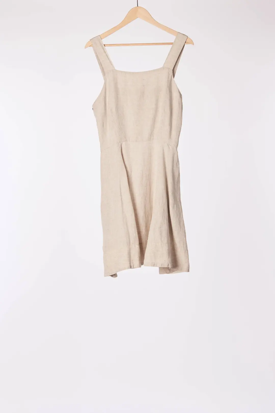 Mini Pinafore Dress, Sleeveless, Natural Dot