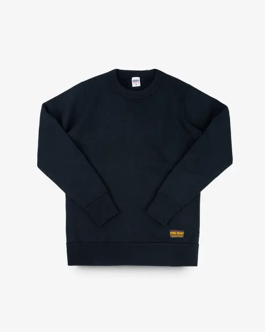 14oz Ultra Heavyweight Loopwheel Cotton Crew Neck Sweat - Black