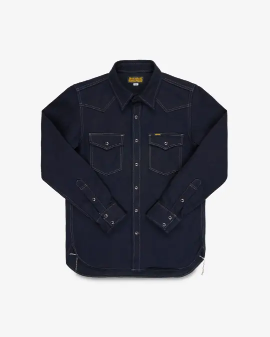 14oz Selvedge Denim Western Shirt - Indigo/Black