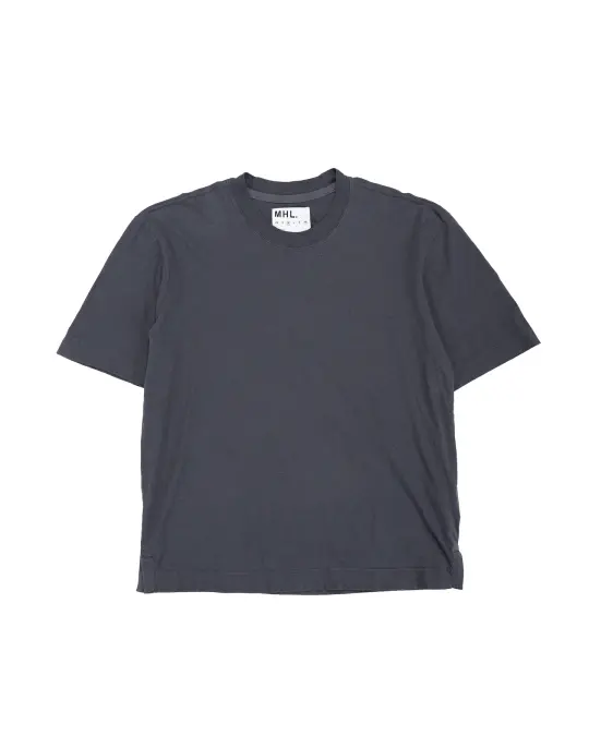 MHL Simple T-Shirt Organic Cotton Linen Jersey Slate Blue