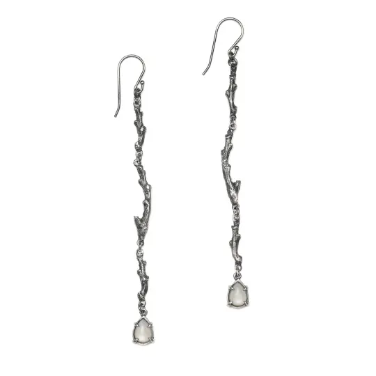 The Gray Lady Earrings. Sterling Silver and Gray Moonstone.