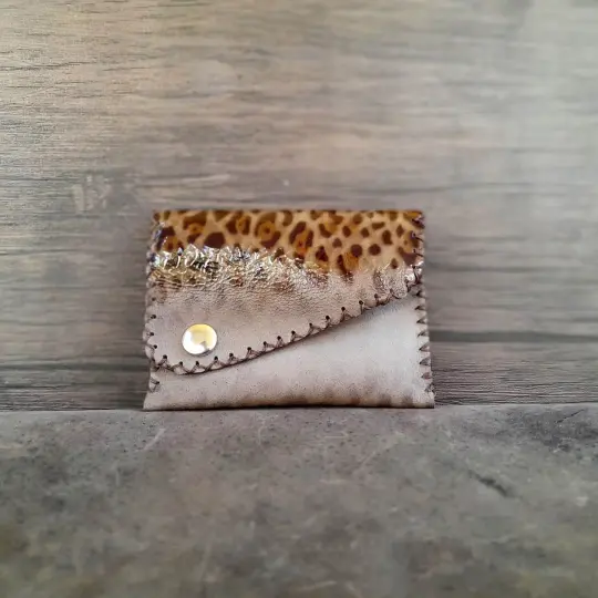 OOAK Leopard Print Wallet | Glossy Leather Pouch