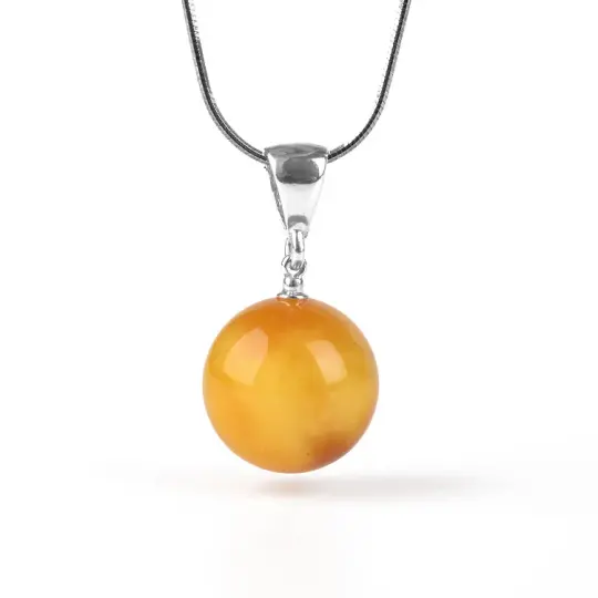 Butterscotch Yellow Amber Ball Pendant