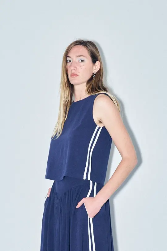 1 left - Shift Tank Soft Linen Sporty Spice Navy