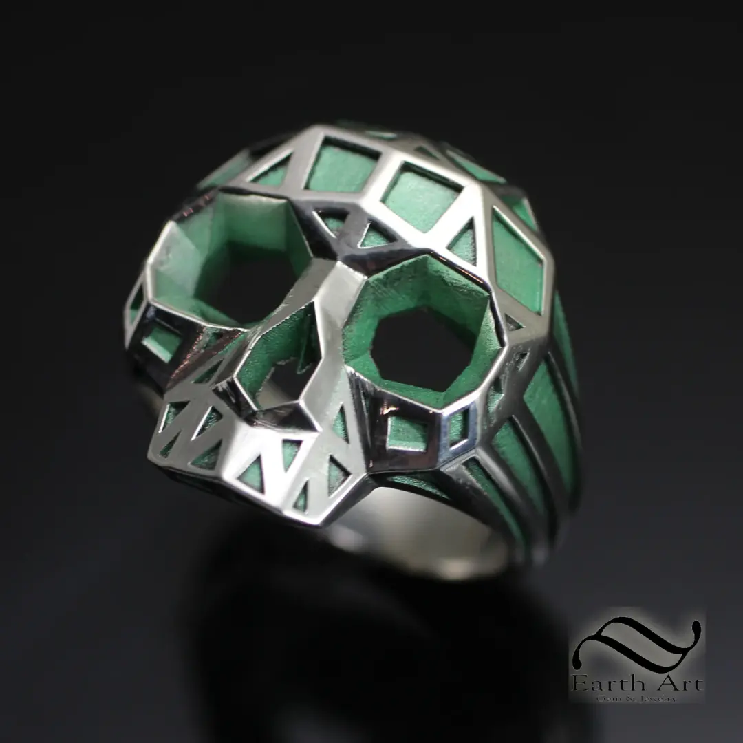 Geometric Skull ring with Ceramic Plating