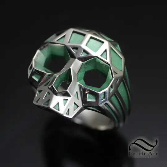 Geometric Skull ring with Ceramic Plating