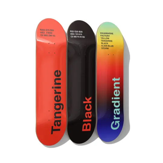 Color Theory Typography Skateboard Art – Triptych