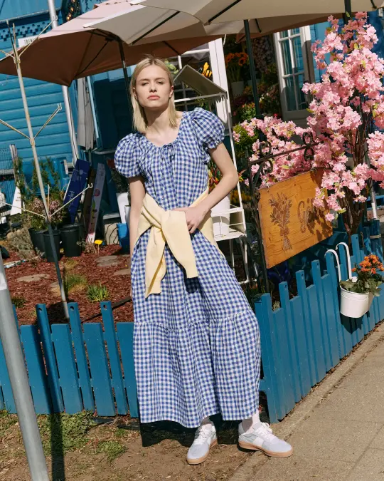 ICARIA tiered long linen dress