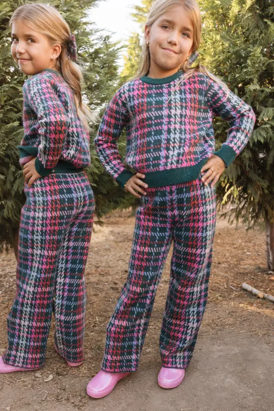 Mini Nellie Sweater Set in Season's Greetings Plaid