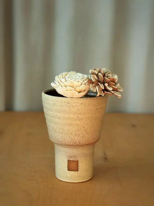Vase - Speckled Cream + Brown - Medium