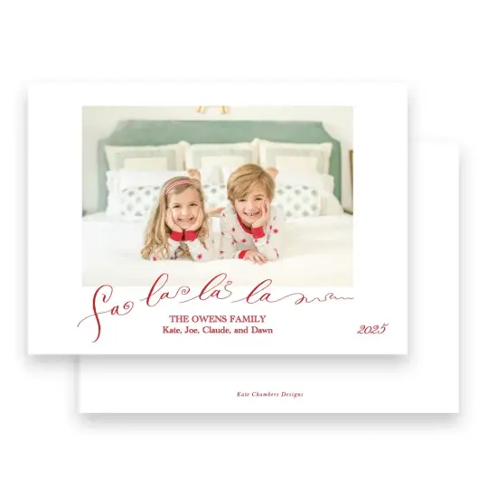 Red & White  "Fa, La, La, La " Holiday Card