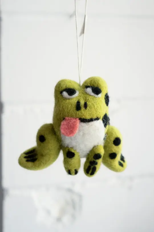 Dopey Frog - Felted Wool Ornament