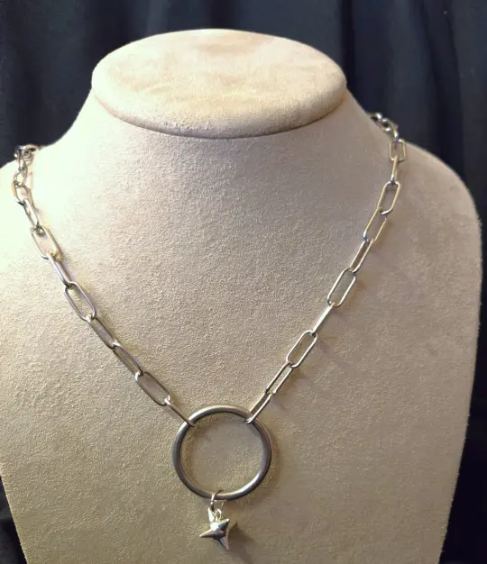 hardcore flail statement necklace - stainless steel o-ring and chain