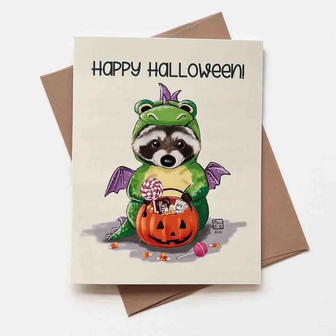 Raccoon Halloween Card