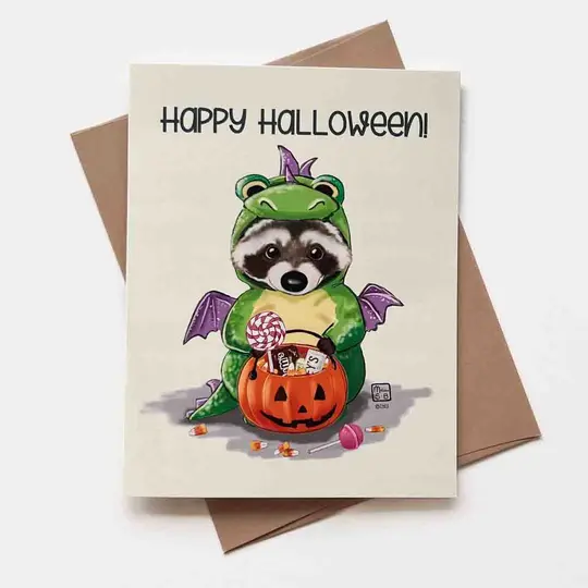 Raccoon Halloween Card