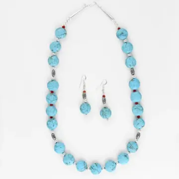 Natural Turquoise Necklace & Earrings Set