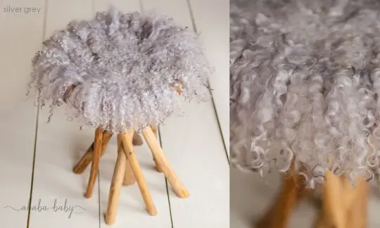 Round Curly Felted Blanket - SILVER GREY