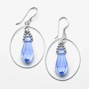 Silver Hoops with Light Purple Crystal