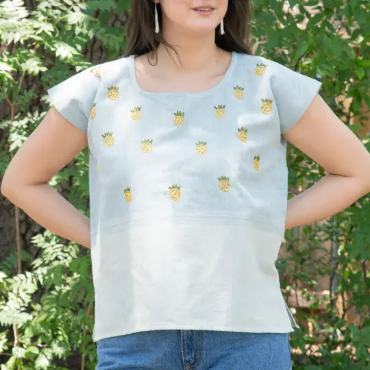 Flor de Verano Pedal Loom Embroidered Blouse