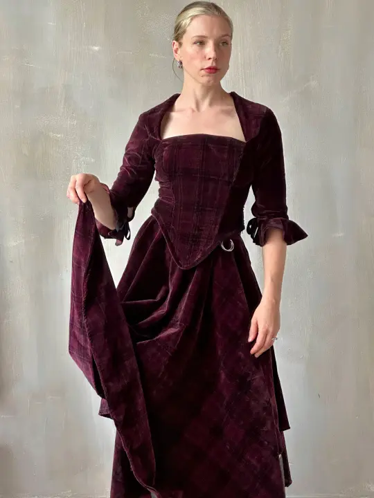 FW25: "Psyche" Pastorale Bodice and Skirt in Wine Tartan (Pre-Order)