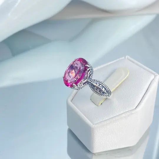 Natural Pink Topaz Ring, Size 10, Dragon Filigree, Gothic Jewelry #D133 - Ready to Ship