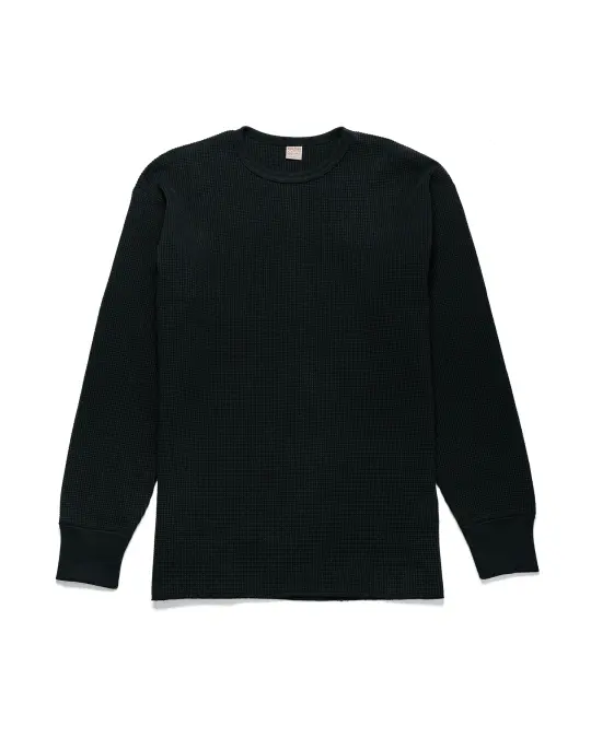 The Real McCoy's MC25103 Ball Park Waffle Thermal Shirt L/S Tee Black
