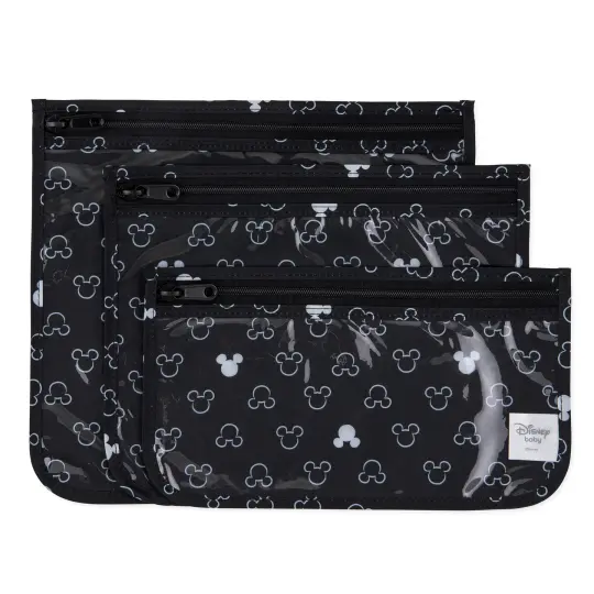Clear Travel Bag 3-Pack: Mickey Mouse Icon Black + White