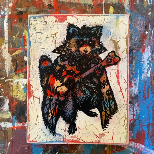 The Messenger on Distressed Pine Panel
