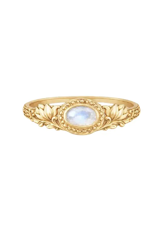Lotus Ring in Moonstone
