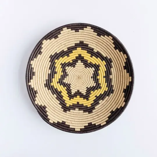 Yellow, Black and White Basket from Rwanda