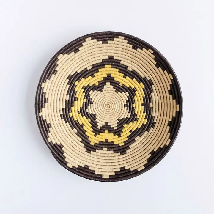 Yellow, Black and White Basket from Rwanda