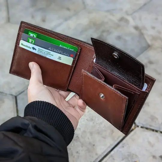 CUSTOM Bifold Wallet | Brown with Coin Pouch for D.B.